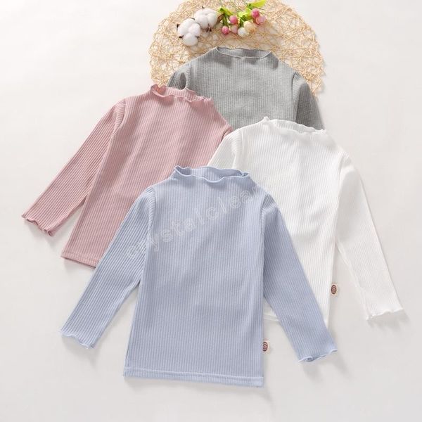 

kid bottom t-shirts girl knit undershirt long sleeve warm casual tee lace neck outer wear tank top, Blue
