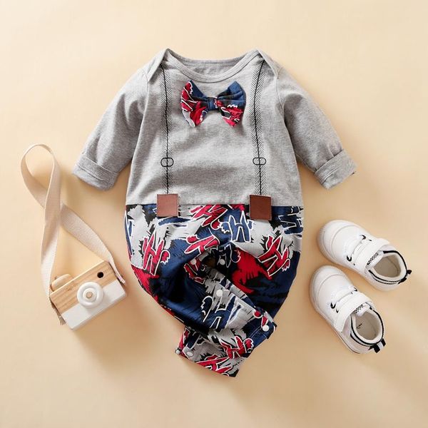 

jumpsuits hibobi baby boy bow tie camouflage print jumpsuit cotton bodysuit, Blue