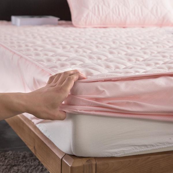 

sheets & sets pink flowers thicken quilted mattress cover king queen air-permeable bed fitted sheet anti-bacteria