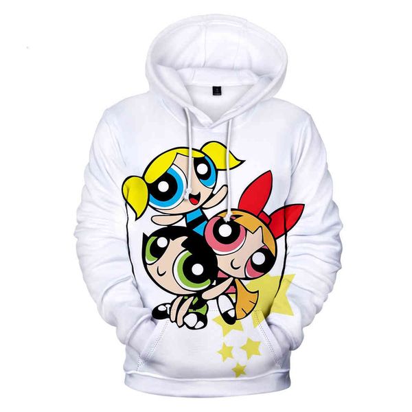 

women hoodie powerpuff girls anime 3d harajuku streetwear casual sweatshirt fashion s plus size clothing, Black