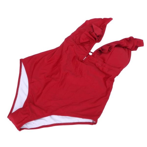 

men's swimwear one-piece beautiful v-neck swimsuit for summer beach woman lady female (size s, red)
