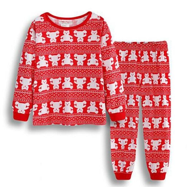 

pajamas fall winter baby girls boys clothing set children pyjamas nightwear cotton christmas clothes toddler long kids sleepwear, Blue;red