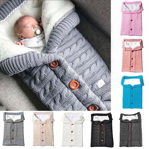 

blankets & swaddling born baby wrap swaddle blanket knit sleeping bag receiving stroller for winter warm outdoor button envelop