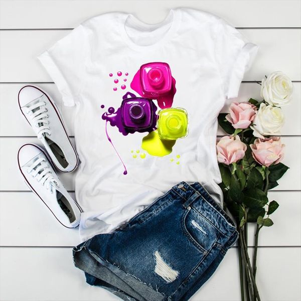 

3d paint beauty korean women clothes camisas tshirts graphic female tee clothing, White