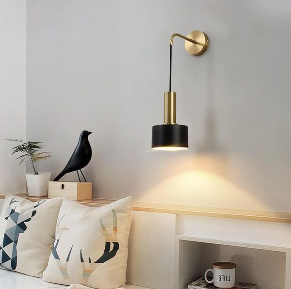 

modern simple electroplated gold-plated small wall lamp bedroom bedside led el corridor porch