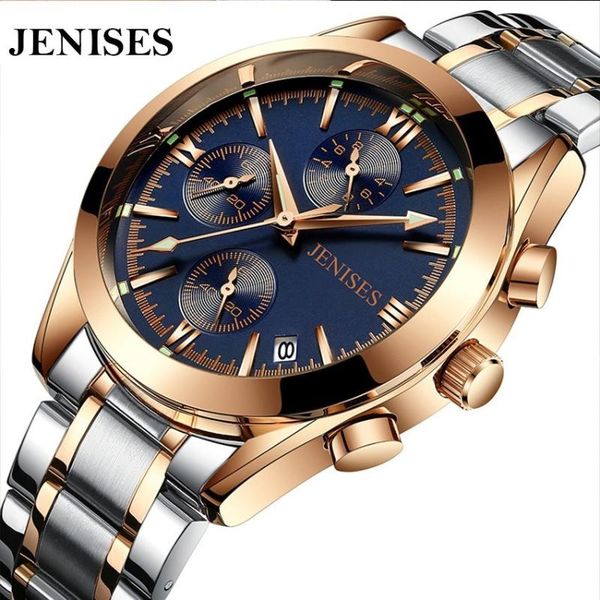

wristwatches brand men's watch quartz calendar 6 hands chronograph sports casual leather waterproof clock three eye, Slivery;brown