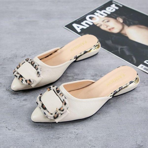 

slippers plus size 44 mules women slides pointed toe leopard buckle weave shoes girl beach 3.5 flip flop slip on slipper, Black