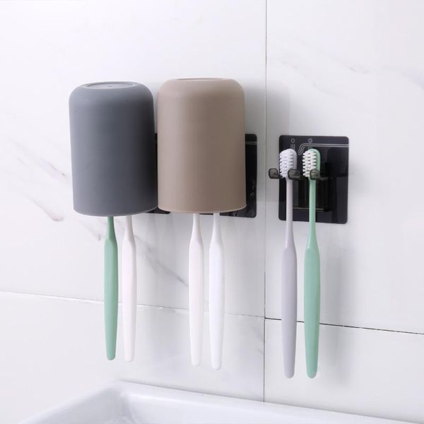 

set mouthwash cup toothbrush holder multifunction wall shelf mounted wash self-adhesive bathroom accessories banheiro holders
