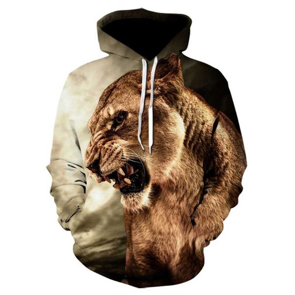 

men's hoodies & sweatshirts men/women hip hop sweatshirt funny 3d lion fashion brand plus size hoodie animal tracksuit pullovers suda, Black