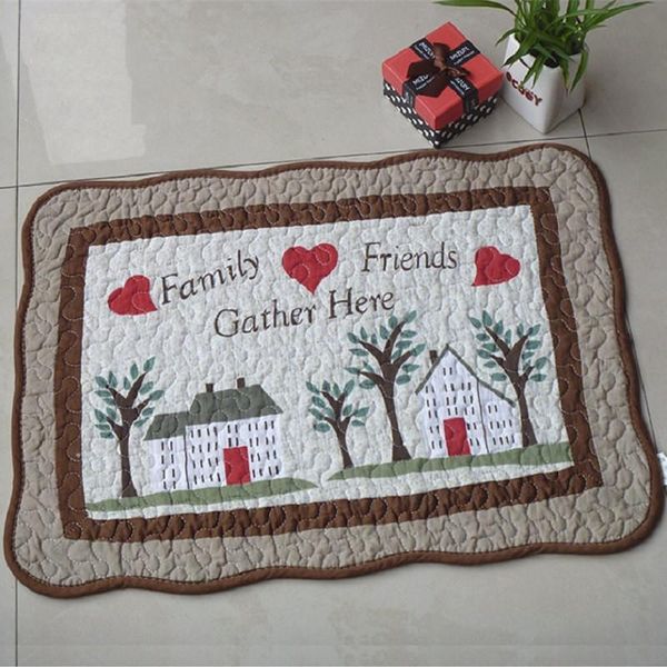 

carpets pastoral quilted cotton floor mat non-slip absorbent rugs living room bedroom bathroom printed friends home door indoor