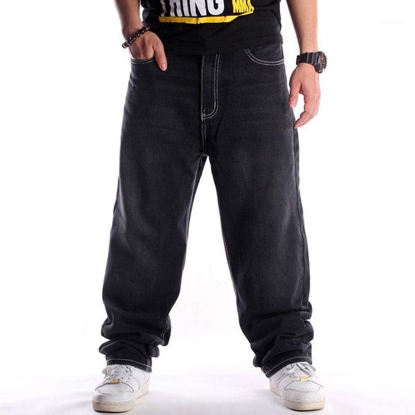 

men's pants oversized jeans denim wide-leg loose harem street hip-hop black trousers 30-46
