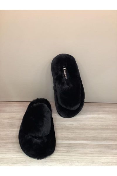 

slippers women's black plush