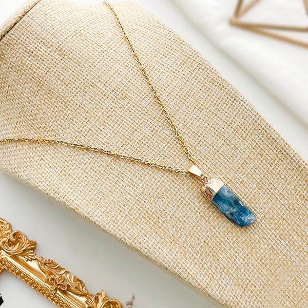 

chains women's necklace 2021 irregular lapis lazuli natural stone pendant necklaces blue fashion all-match jewelry accessories gift, Silver