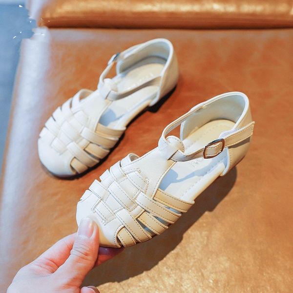 

girls leather shoes spring and autumn new childrens soft-soled all-match princess shoes fashion little girl peas sandals kss22, Black