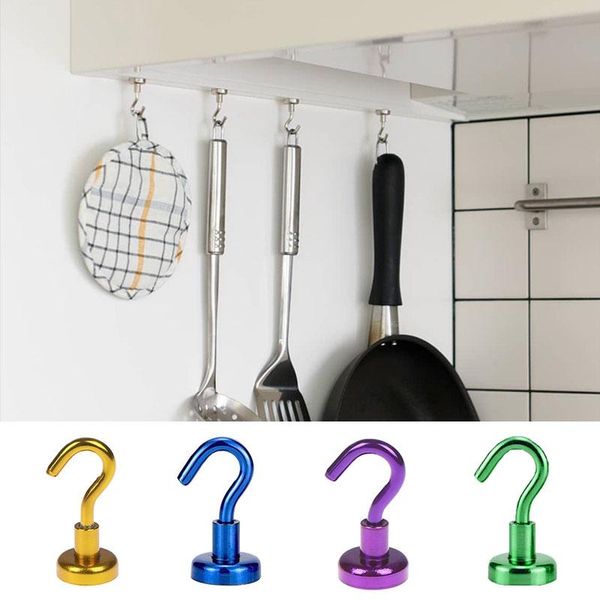 

hooks & rails 2pcs strong magnetic multicolor heavy duty wall hanger key coat cup hanging rack for home kitchen storage organization