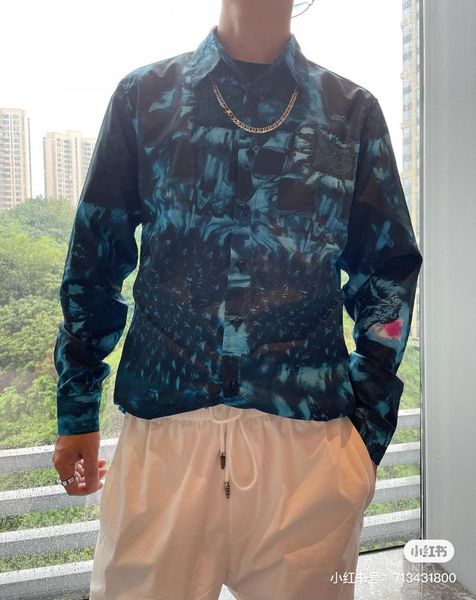 

men's casual shirts iw0742 fashion 2021 runway luxury european design party style clothing, White;black