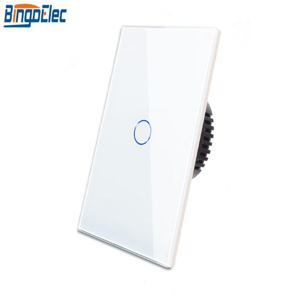 

smart home control bingoelec us/au standard 1g 1w touch sensor switch white black gold crystal glass panel wall ac 110-240 v 72*118mm