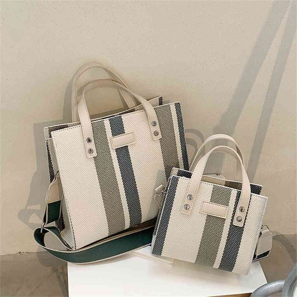 

canvas tote bag female japan and south new portable shoulder bag large capacity striped canvas purse black friday