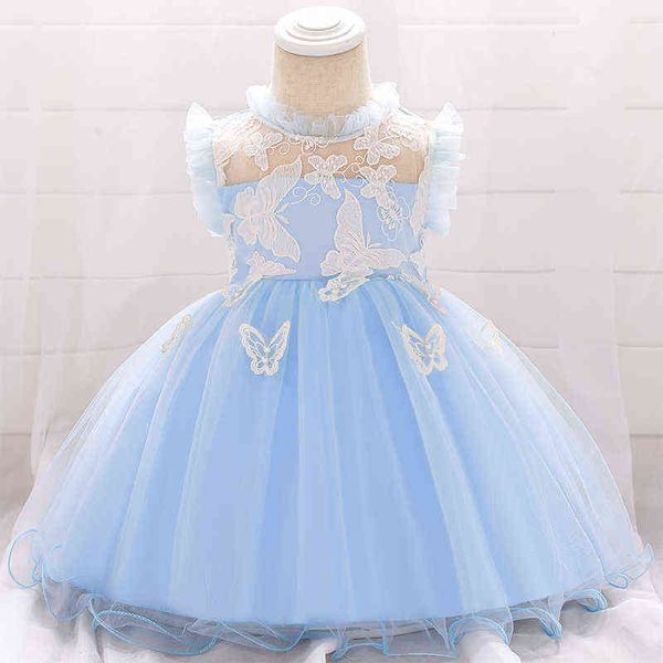 Schmetterling Spitze Rosa Tüll Taufe Prinzessin Kleinkind Geburtstag Party Ballkleid Baby Mädchen Kleid Neugeborene Kinder Taufe 1 Jahr G1129