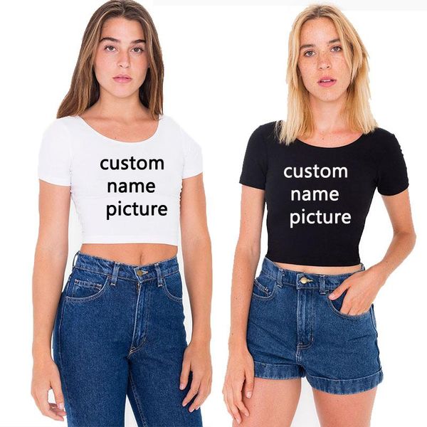 

women's t-shirt custom your logo women o-neck short sleeve 2021 woman slim fit t shirt tight tee summer retro, White