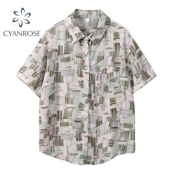 

vintage floral print blouse women's summer casual design chiffon shirt female oversize harajuku beach holiday 210430, White