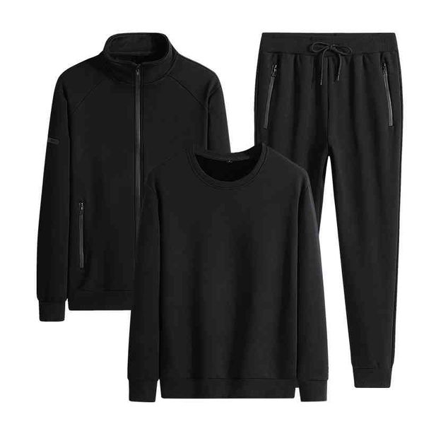 

autumn winter new sports men's large hooded thickened middle-aged and elderly running leisure suit, Gray
