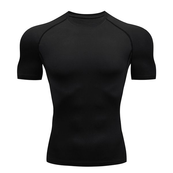 

compression quick dry t-shirt men running sport skinny short tee shirt male gym fitness bodybuilding workout black clothing