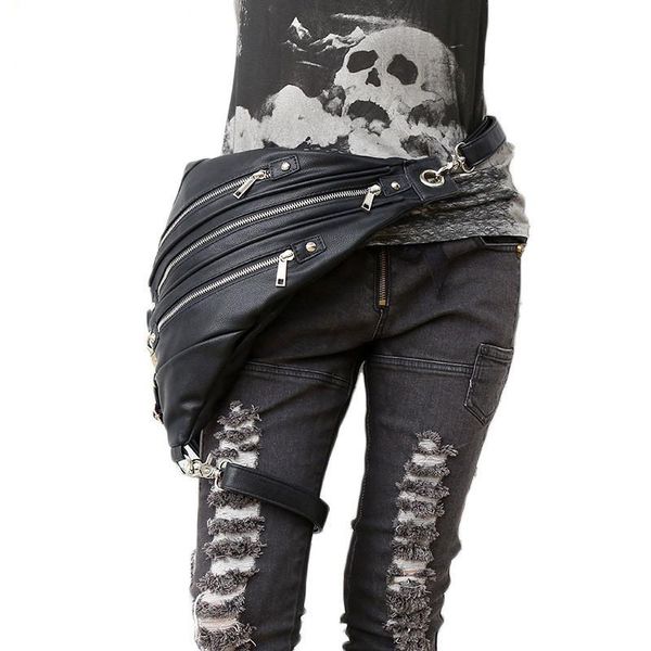 

fashion steampunk leg bag motorcycle steam punk waist pu fanny pack heuptas banana bags