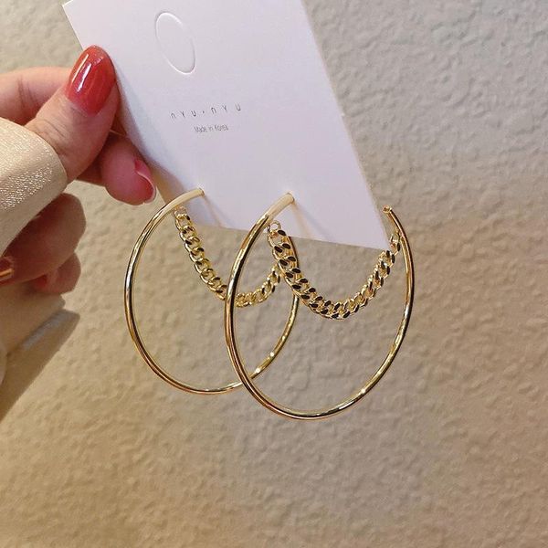 

hoop & huggie earrings womens sterling silver ear rings stud vintage jewelry round metal chain girls, Golden;silver