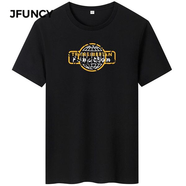 

men's t-shirts jfuncy men cotton oversized t-shirt 2021 summer casual letter printing short-sleeved comfortable, White;black