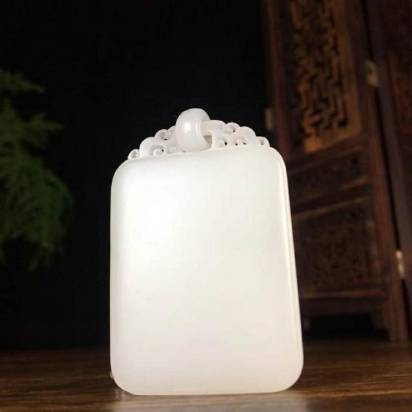 

lockets h65#hetian jade white pendant, oil moist and delicate, Silver