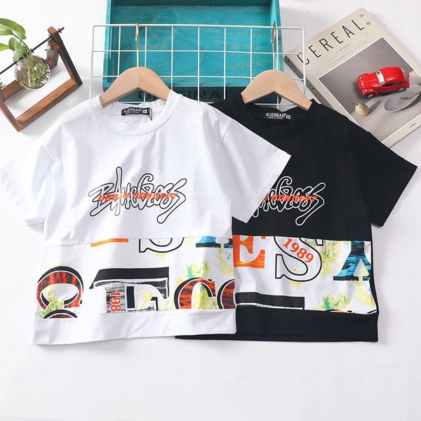 

shirt kids summer 2022 new t-shirt boys letter trend print, White;black