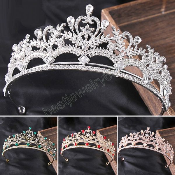 

wedding tiaras crown for women fashion rhinestone crystal princess diadem elegant headwear bridal hair accessories jewelry, White;golden