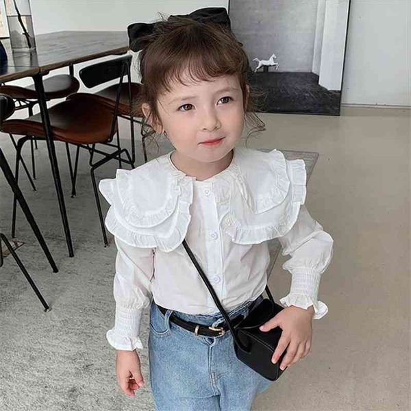 

children kids clothes fashion summer spring baby white shirt for girl girls shirts doll collar long sleeve korean costume, White;black