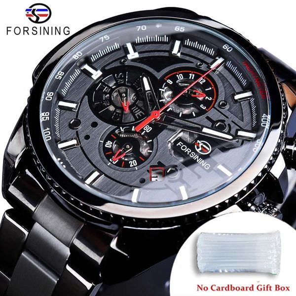 

wristwatches forsining waterproof men's automatic watch calendar luxury military watches sport style luminous clock black to brazi, Slivery;brown