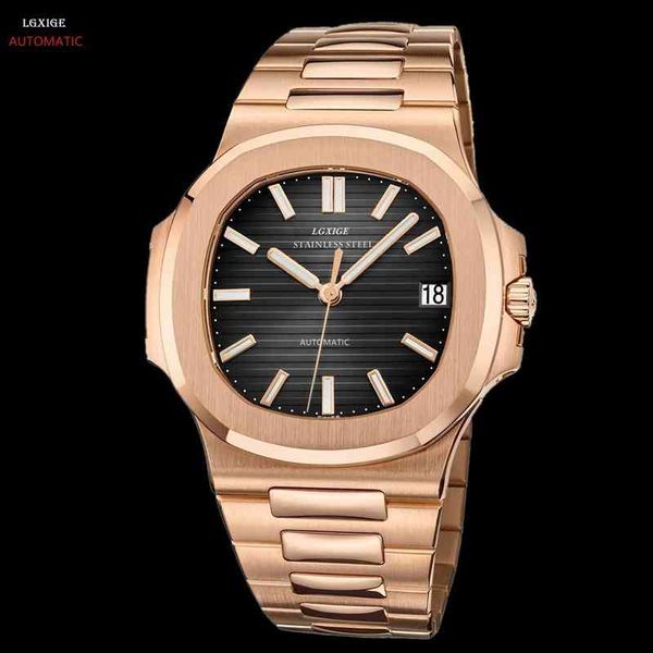

fashion man lgxige watches new brand luxury waterproof mechanical aaa automatic relogio masculino, Slivery;brown