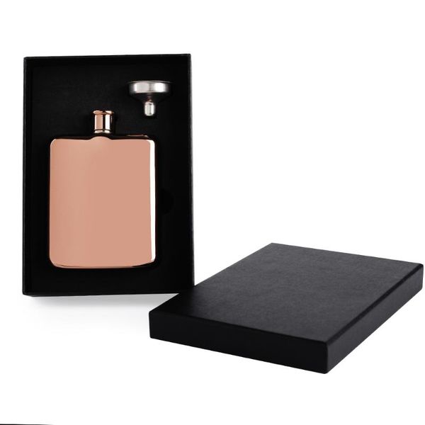 

hip flasks mealivos man gift of 6oz rose gold 304 stainless steel flask ,groom gift, with box packing