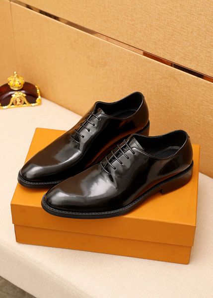 

mens fashion elegant oxford shoes male formal genuine leather party dress shoes brand designer business flats size 38-45, Black