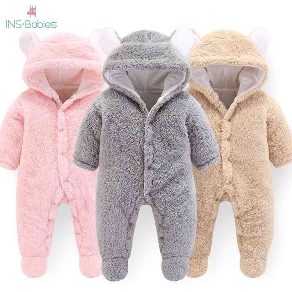 

born baby winter hoodie clothes polyester infant baby girls pink climbing spring outwear rompers -12m boy jumpsuit 210722, Blue