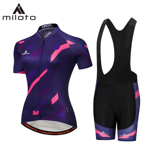 

racing sets miloto women cycling jersey short set bike clothes ladies bicycle clothing ropa ciclismo mtb dress road mountain sport suit, Black;blue