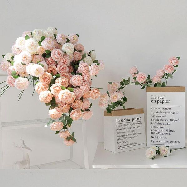 

beautiful rose peony artificial silk flowers small bud wedding bouquet for home decoration long fake outdoor backdrop decorative & wreaths