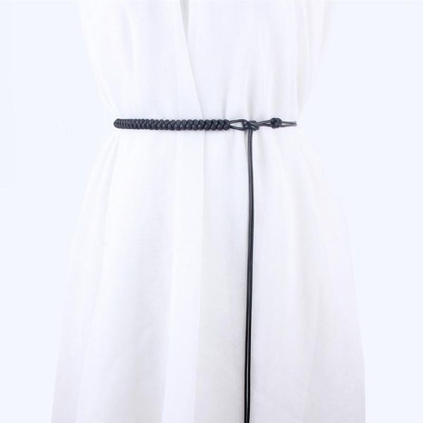 

belts black dress rope belt for women woven braided thin simple waistband strap accessories extended tassel waist chain female, Black;brown