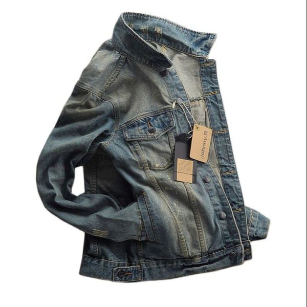 

men's jackets retro washed slim fit jacket denim winter korean, Black;brown