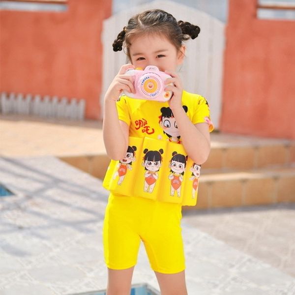 

one-pieces floating swimwear for born baby toddler kids girls buoyancy training swimsuit one-piece swimming suit with hat
