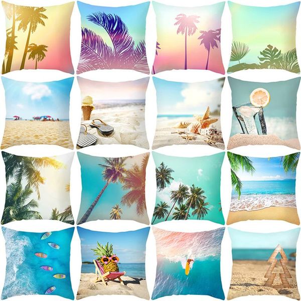 

pillow case fuwatacchi summer tropical plants po cushion cover flowers leaves printed throw for sofa home decoration