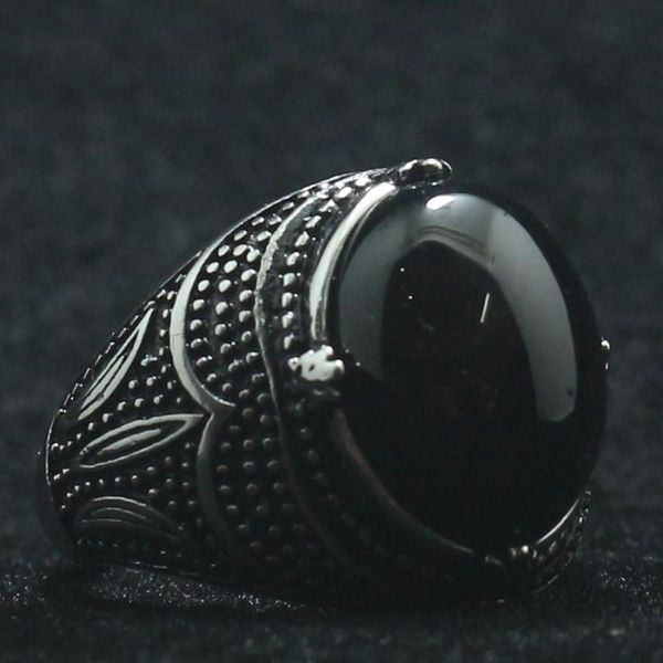 

316l stainless steel black stone claw ring est cluster rings, Golden;silver