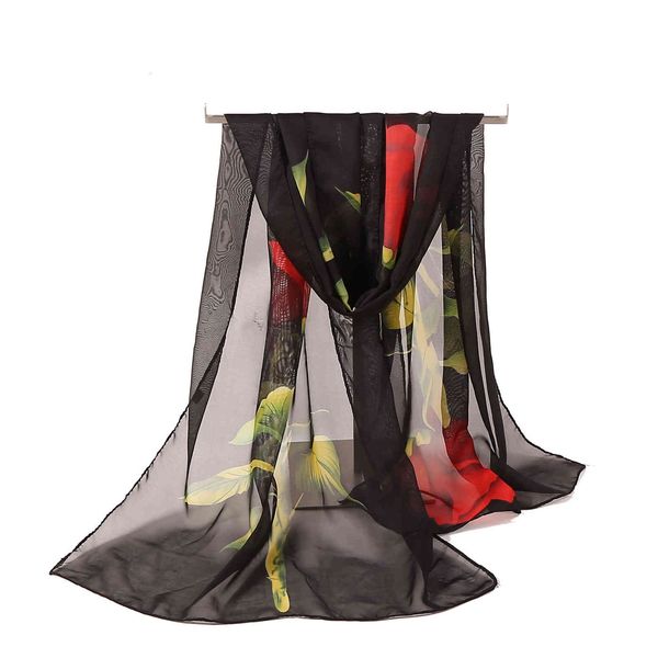 

scarve spring and autumn chiffon scarf printing long thin fashion shawl sun protection beach scarf, Blue;gray