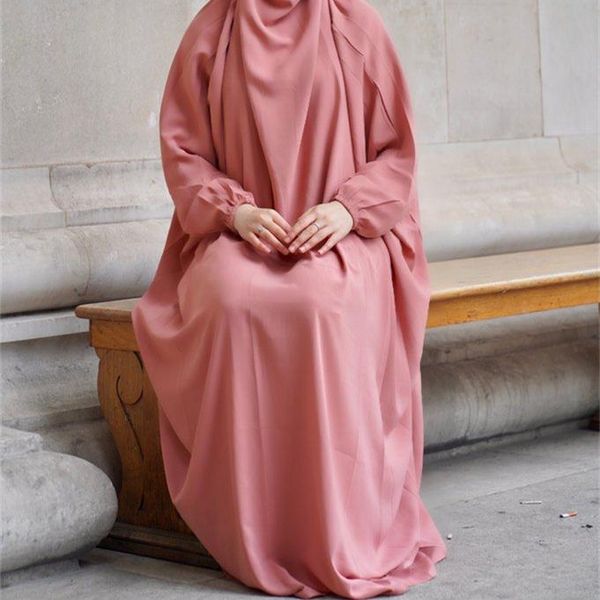 

ethnic clothing ramadan prayer garment abaya dubai turkey islam clothes arabic muslim sets hijab khimar for women jilbab robe longue djellab, Red