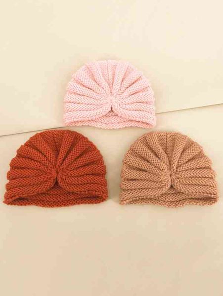 

3pcs baby knit hat she, Yellow