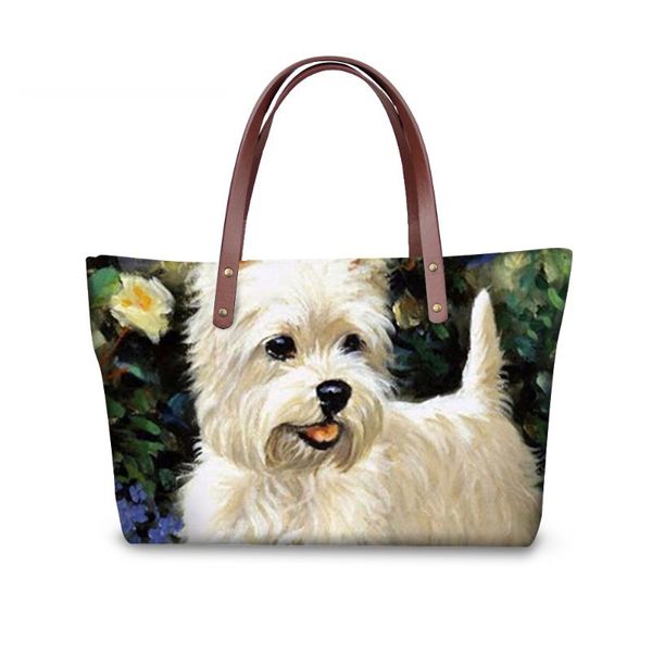 

evening bags kui liu luxury neoprene handbags bolsa feminina oil westie dog printing large capacity women tote bag ladies messenger